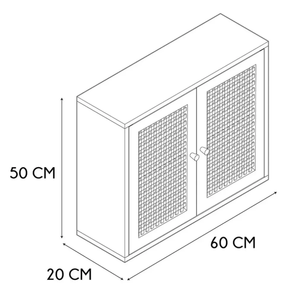 Fabrique de Styles Armoire murale 2 portes bois et cannage 60xh50cm - Baia* Buffets Et Vitrines