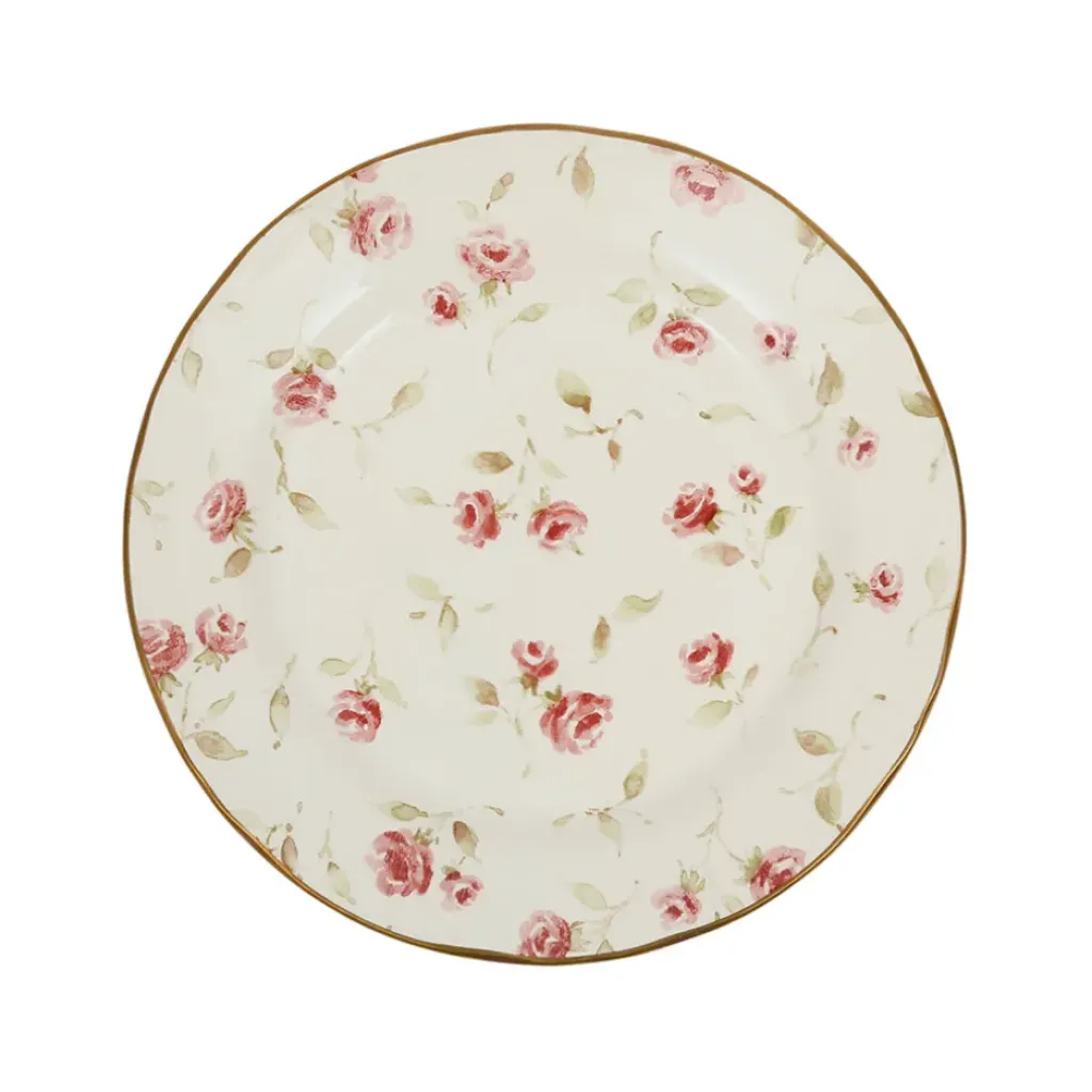 Fabrique de Styles Assiette de dessert en faïence rose et doré d20cm - Rose* Assiettes