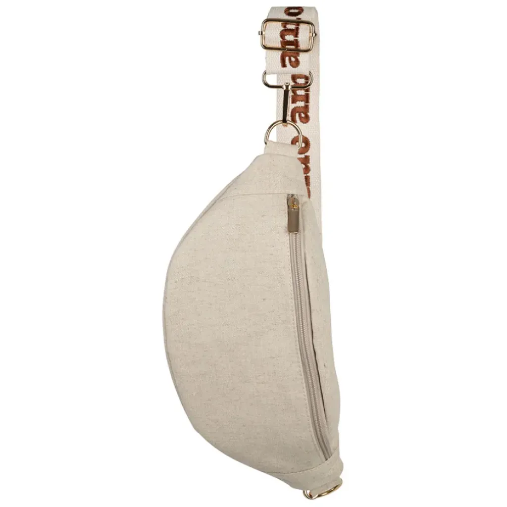 Fabrique de Styles Banane en lin et coton écru et terracotta avec bandoulière amovible - Bananez* Sacs Et Cabas