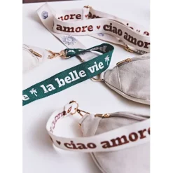 Fabrique de Styles Banane en lin et coton écru et bleu avec bandoulière amovible - Bananez* Sacs Et Cabas