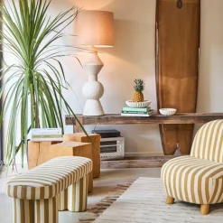 Fabrique de Styles Banc rayé en coton et bois d'hévéa - Belly* Bancs Et Banquettes