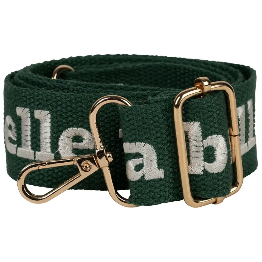 Fabrique de Styles Bandoulière brodée réglable en coton émeraude et écru* Accessoires Mode