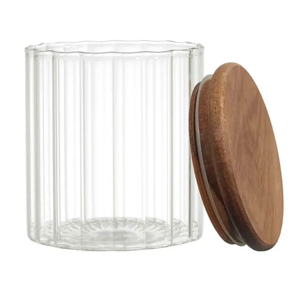 Fabrique de Styles Bocal en verre avec couvercle en acacia 50cl* Pots Et Bocaux