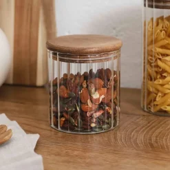 Fabrique de Styles Bocal en verre avec couvercle en acacia 50cl* Pots Et Bocaux