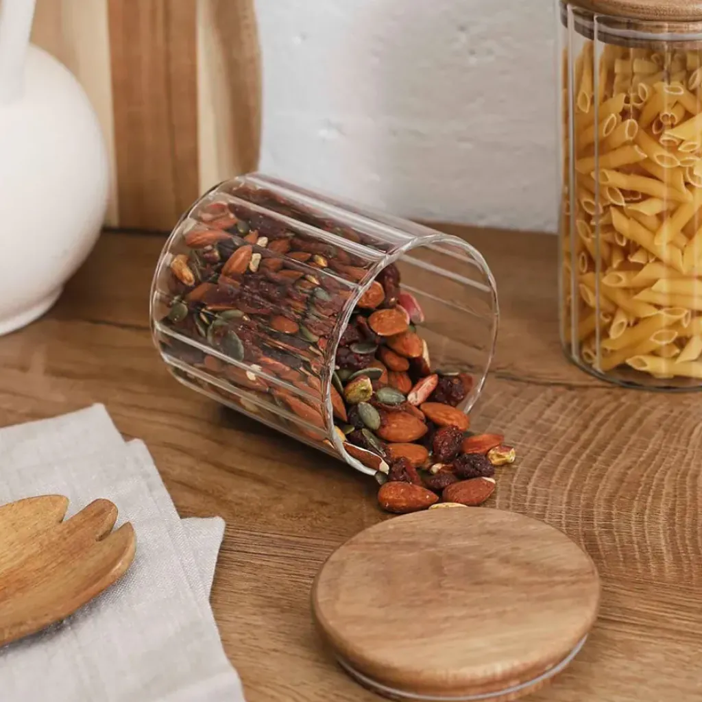 Fabrique de Styles Bocal en verre avec couvercle en acacia 50cl* Pots Et Bocaux