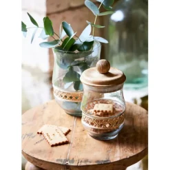 Fabrique de Styles Bocal en verre avec couvercle rotin 1.5l - Fantine* Pots Et Bocaux