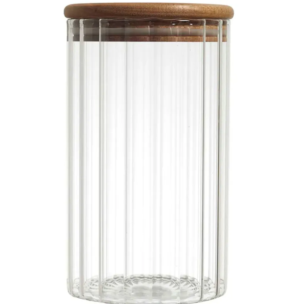 Fabrique de Styles Bocal en verre avec couvercle en acacia 70cl* Pots Et Bocaux