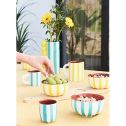 Fabrique de Styles Bol en grès rayé et blanc 35cl - Alaria* Bols Et Coupelles