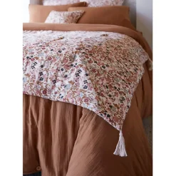 Fabrique de Styles Bout de lit en gaze de coton imprimée pampa 90x200cm - Capucine* Couvre-lits