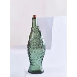 Fabrique de Styles Bouteille Poisson en verre recyclé sablé 1.1l* Carafes Et Pichets