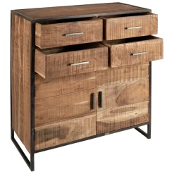 Fabrique de Styles Buffet bas en acacia et fer 2 portes H105cm -Factory* Buffets Et Vitrines