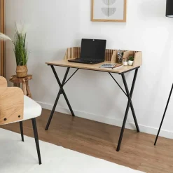 Fabrique de Styles Bureau en bois naturel et fer noir - Kara* Bureaux