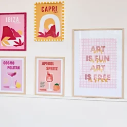 Fabrique de Styles Cadre avec affiche "Art is Fun Art is Free" en chêne clair 50x70cm - Lario* Cadres Déco Et Affiches