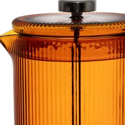 Fabrique de Styles Cafetière à piston striée en verre borosilicate et émeraude 1L* Théières Et Cafetières