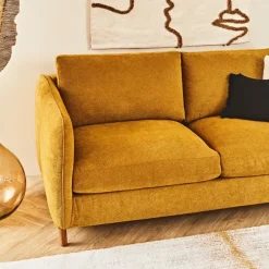 Fabrique de Styles Canapé convertible 2 places Gustave - Tissu Texturé - Crown Moutarde* Canapés Convertibles