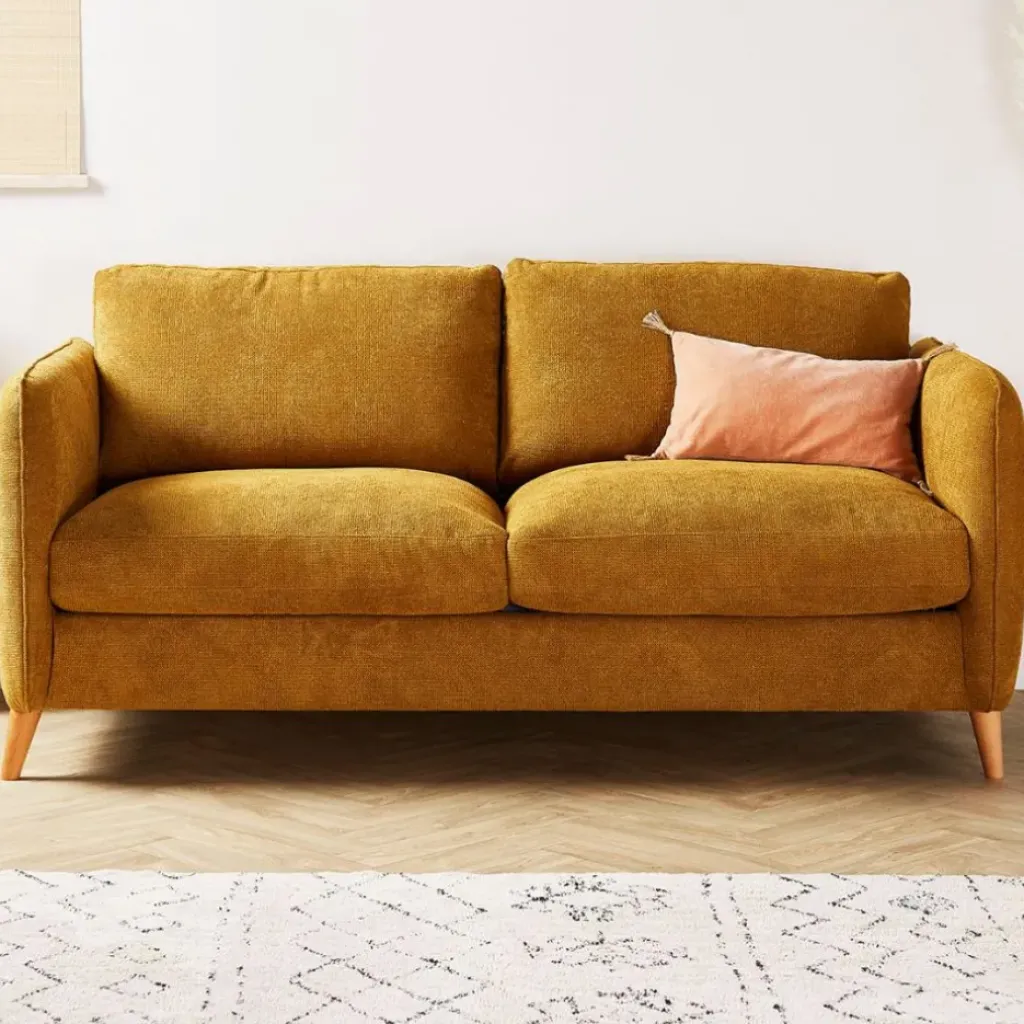 Fabrique de Styles Canapé convertible 2 places Gustave - Tissu Texturé - Crown Moutarde* Canapés Convertibles