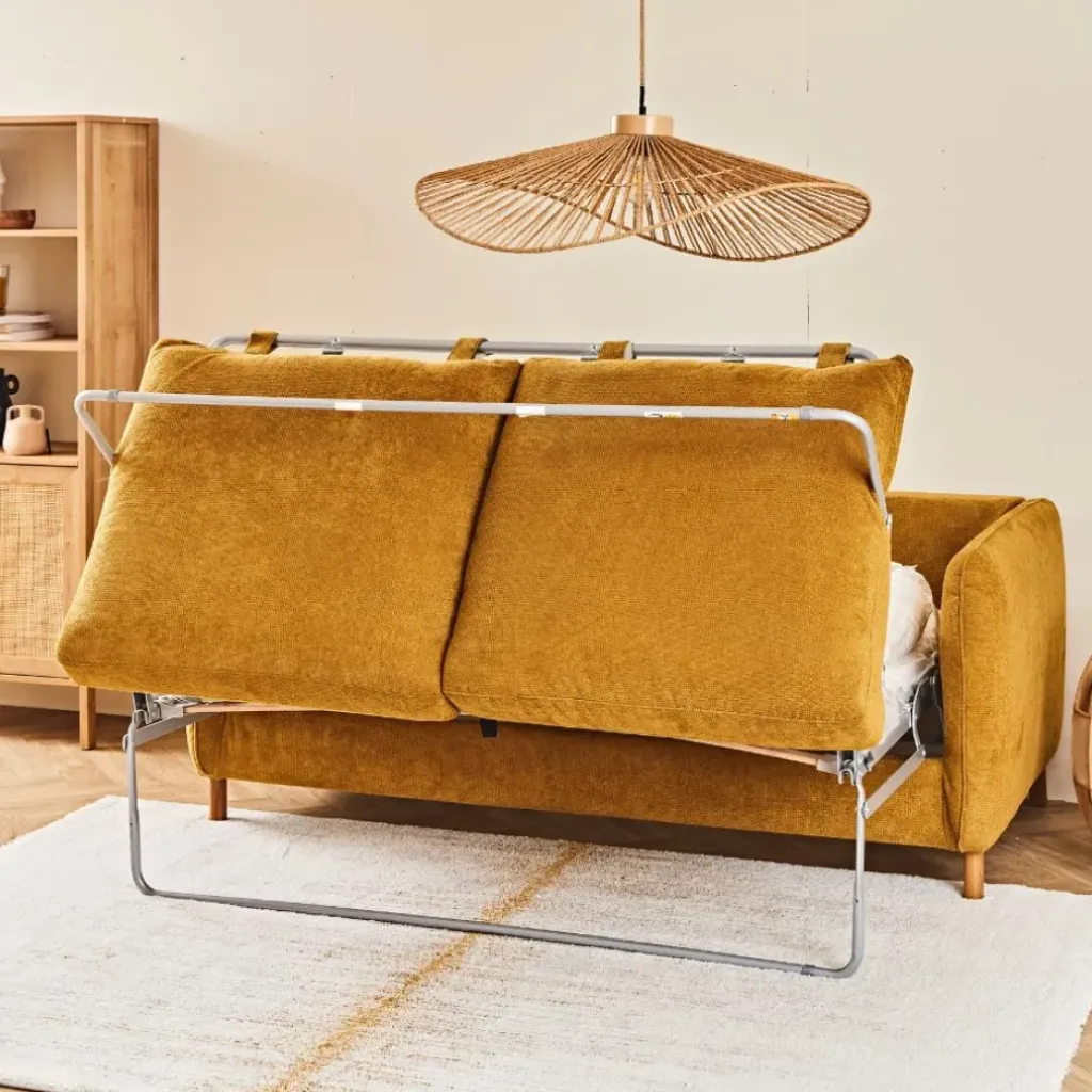 Fabrique de Styles Canapé convertible 2 places Gustave - Tissu Texturé - Crown Moutarde* Canapés Convertibles