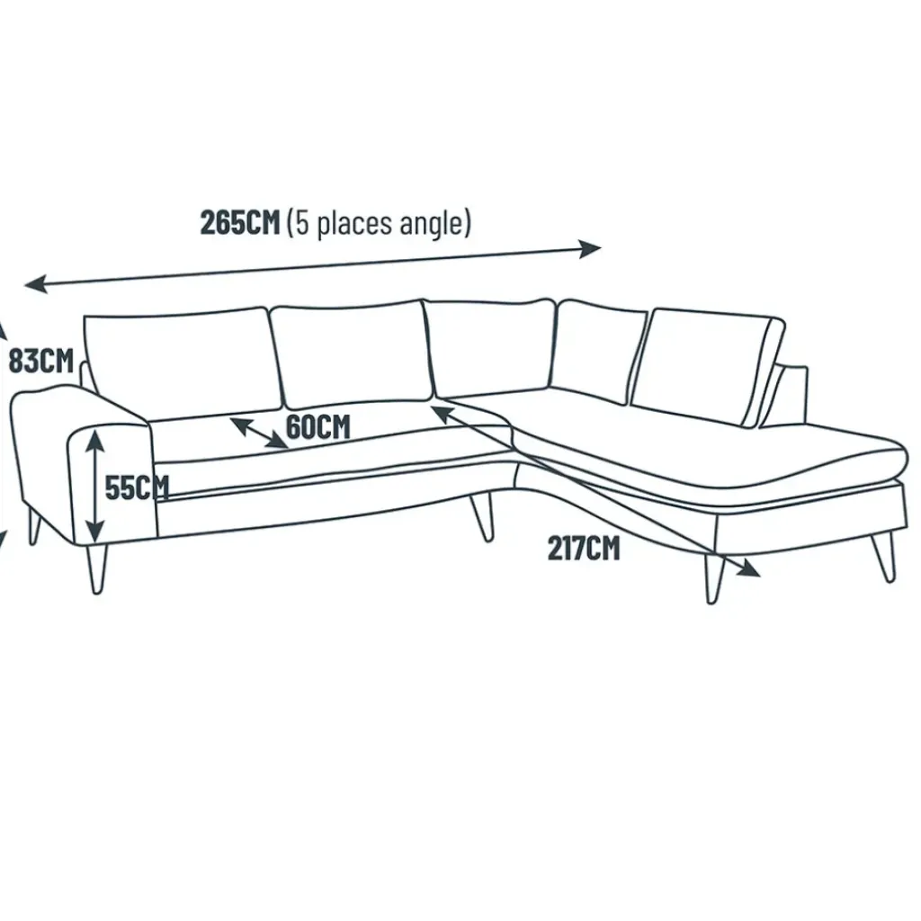 Fabrique de Styles Canapé d'angle gauche 5 places André - tissu texturé - Crown moutarde* Canapés D'angle