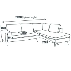 Fabrique de Styles Canapé d'angle gauche 5 places André - velours vintage - Adore gold* Canapés D'angle