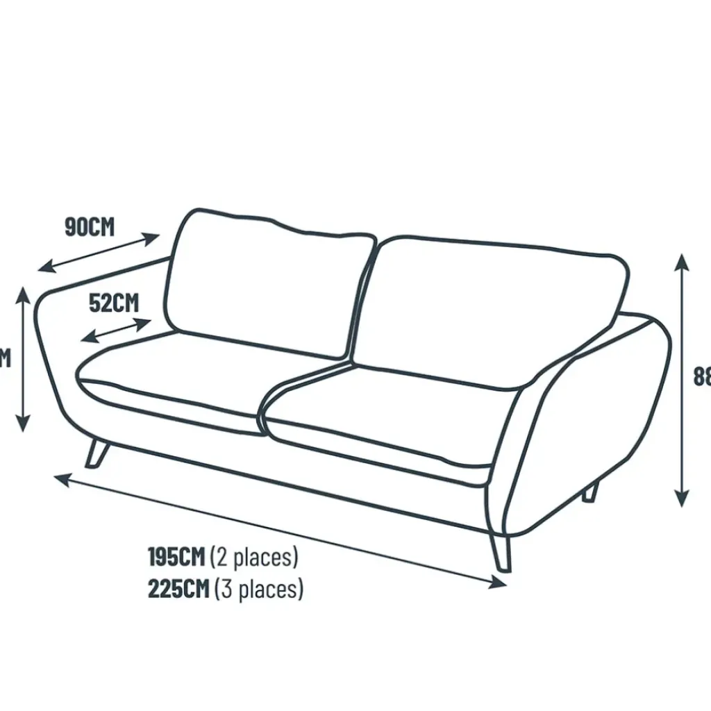 Fabrique de Styles Canapé fixe 3 places AXEL - Velours Texturé - Dany* Canapés Fixes