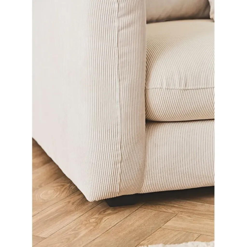 Fabrique de Styles Canapé fixe 3 places Basile - Effet Velours Côtelé - Fjord Écru* Canapés Fixes