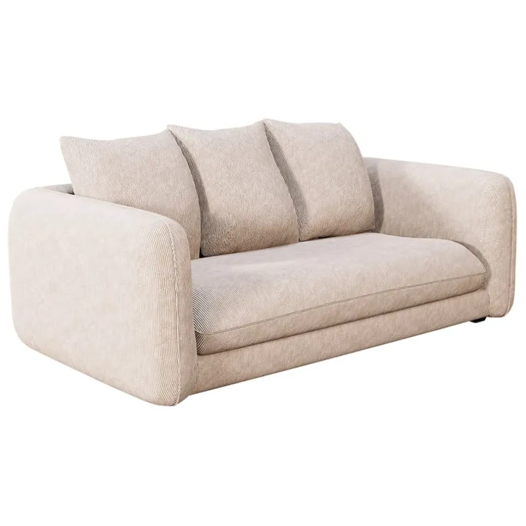 Fabrique de Styles Canapé fixe 3 places Basile - Effet Velours Côtelé - Fjord Écru* Canapés Fixes