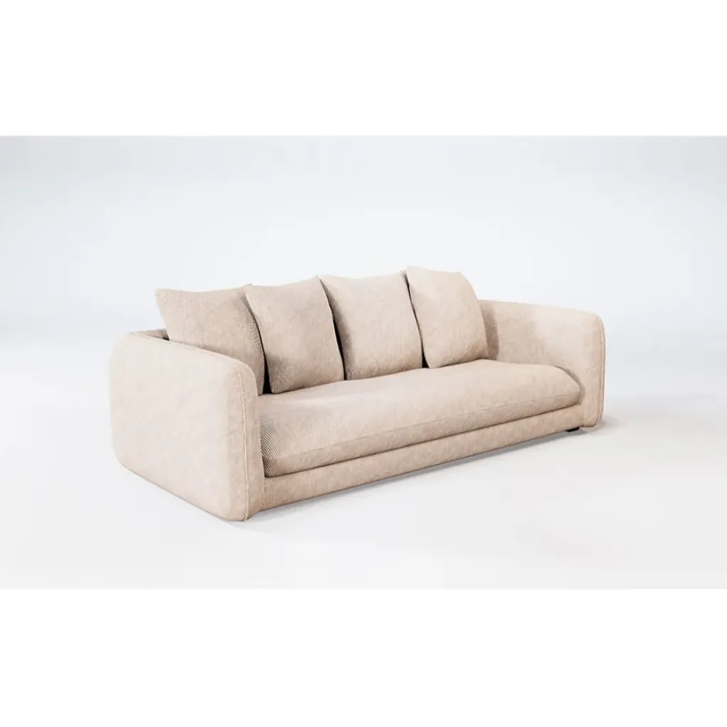 Fabrique de Styles Canapé fixe 3 places Basile - Effet Velours Côtelé - Fjord Écru* Canapés Fixes