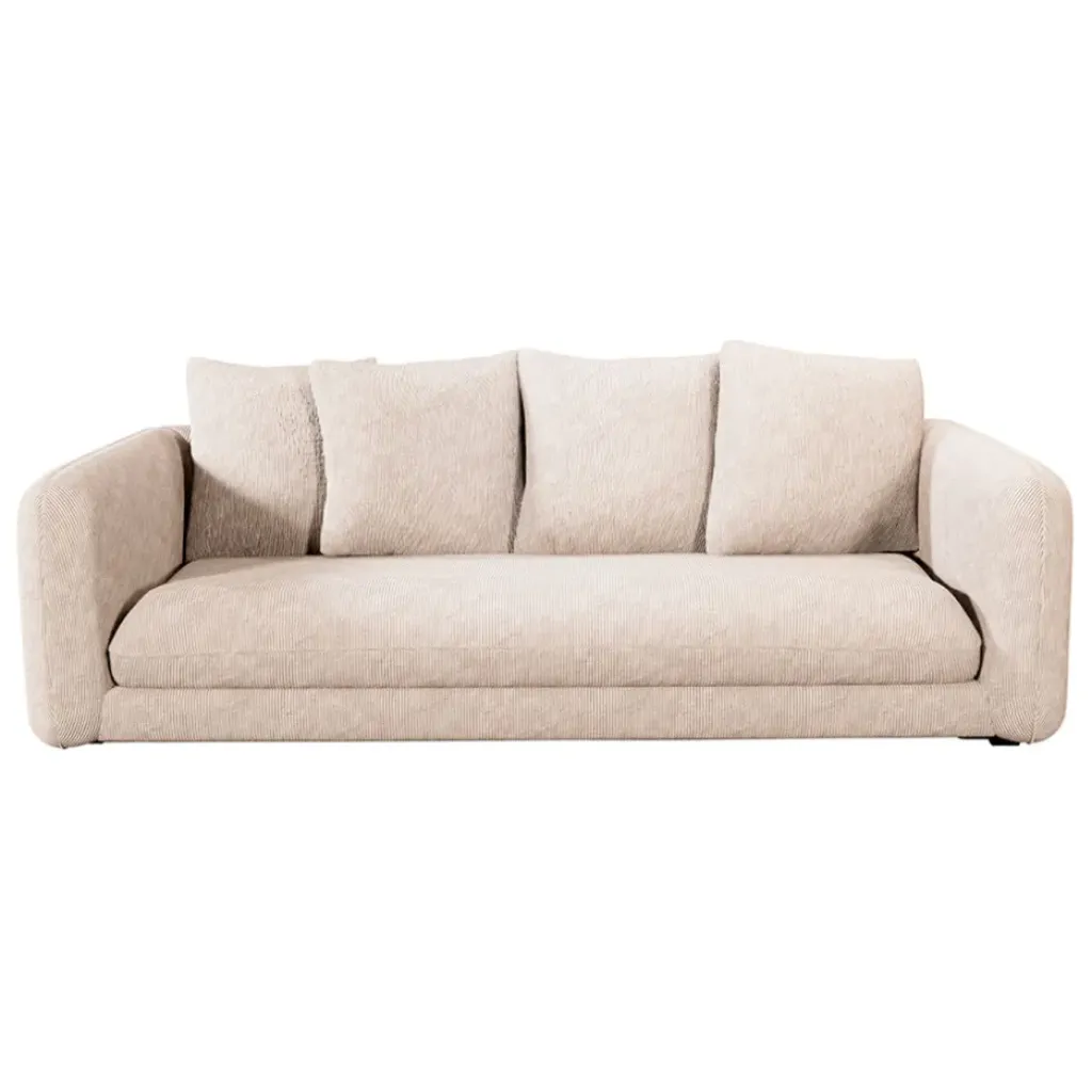 Fabrique de Styles Canapé fixe 3 places Basile - Effet Velours Côtelé - Fjord Écru* Canapés Fixes