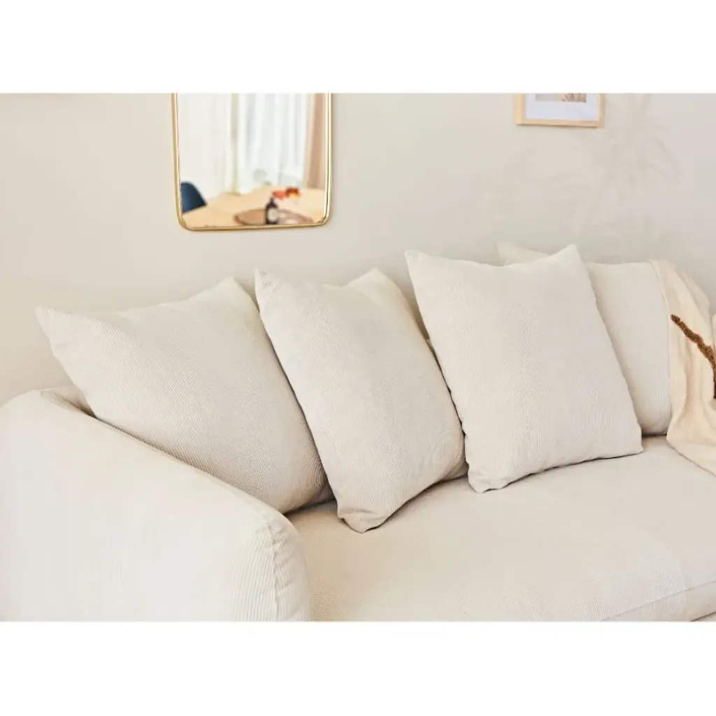 Fabrique de Styles Canapé fixe 3 places Basile - Effet Velours Côtelé - Fjord Écru* Canapés Fixes