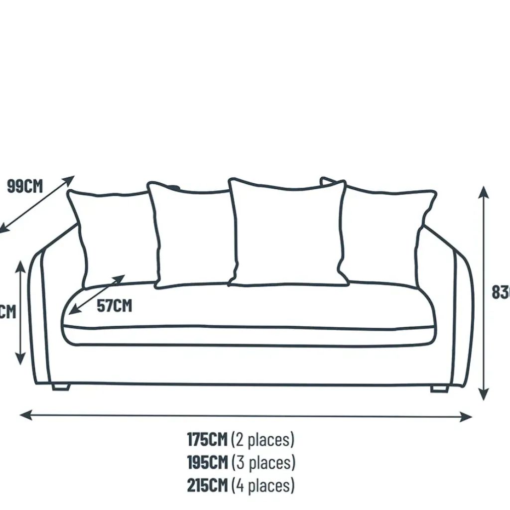 Fabrique de Styles Canapé fixe 3 places Basile - Effet Velours Côtelé - Fjord Écru* Canapés Fixes