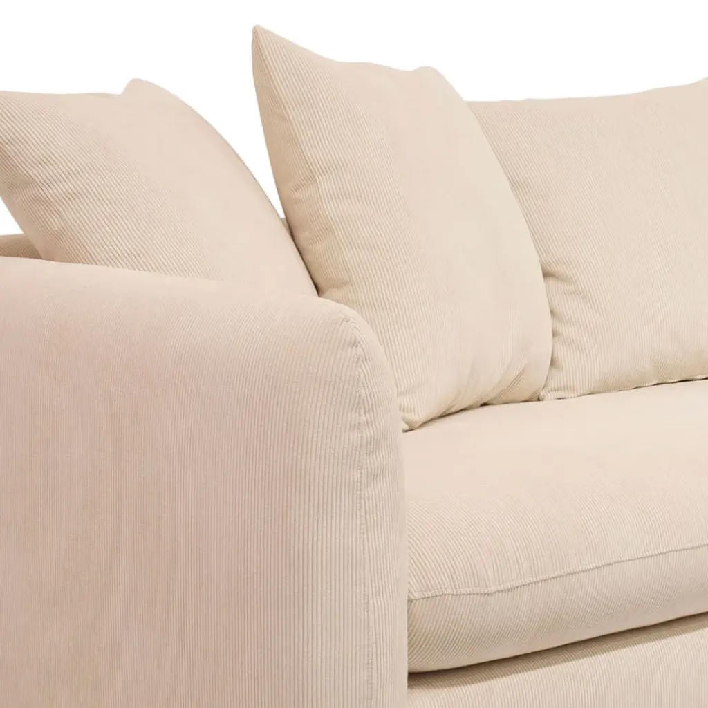 Fabrique de Styles Canapé fixe 3 places Basile - Effet Velours Côtelé - Fjord Écru* Canapés Fixes