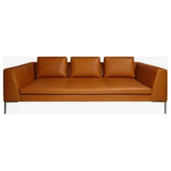 Fabrique de Styles Canapé fixe 3 places en cuir vintage cognac - Montino* Canapés Fixes