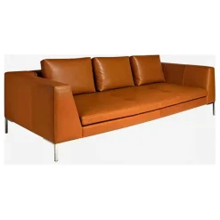 Fabrique de Styles Canapé fixe 3 places en cuir vintage cognac - Montino* Canapés Fixes