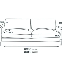Fabrique de Styles Canapé fixe 3 places Gaspard - Tissu - Enjoy Anthracite* Canapés Fixes