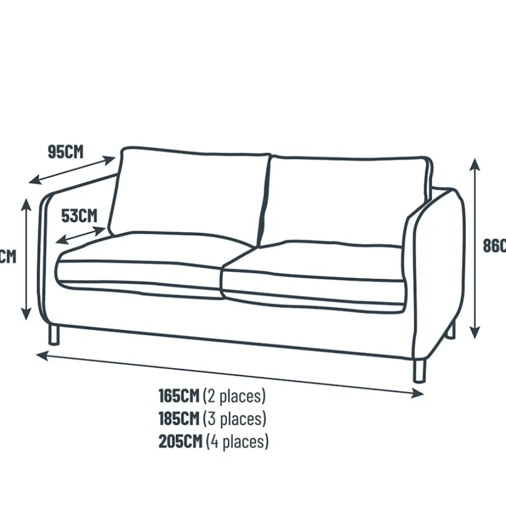 Fabrique de Styles Canapé fixe 4 places Gustave - Velours Texturé - Dany Ecru* Canapés Fixes