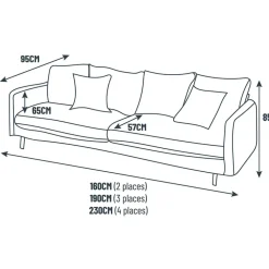 Fabrique de Styles Canapé fixe 4 places Marius - Velours Vintage - Adore Gold* Canapés Fixes