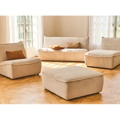 Fabrique de Styles Canapé modulable 4 places avec pouf ivoire - Aubin* Canapés Modulables