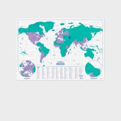 Fabrique de Styles Carte du monde à gratter néon 42x29cm* Cadres Déco Et Affiches