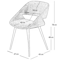 Fabrique de Styles Chaise avec accoudoirs en velours côtelé - Alma* Chaises