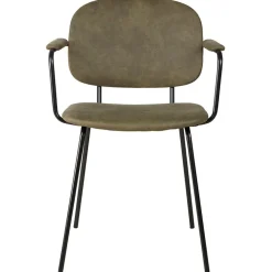 Fabrique de Styles Chaise avec accoudoirs en tissu effet daim kaki - Aston* Chaises