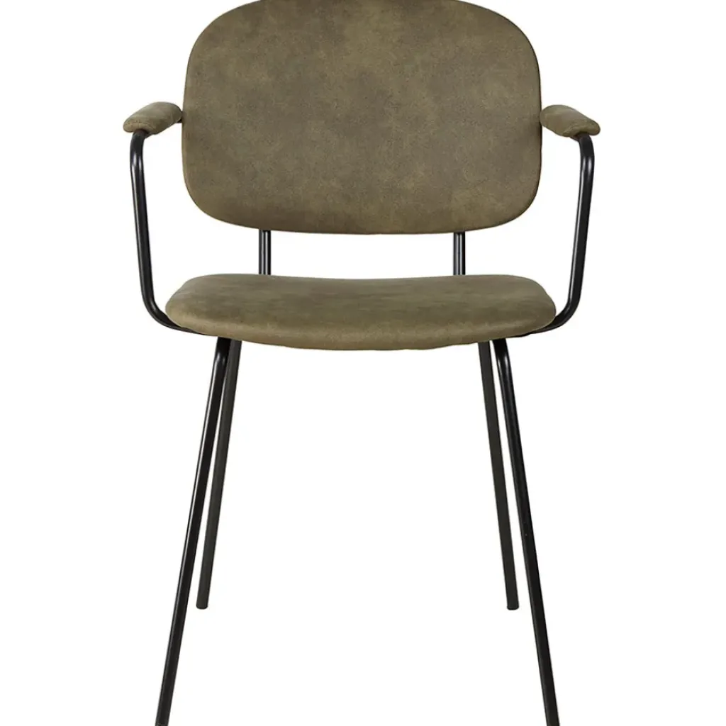 Fabrique de Styles Chaise avec accoudoirs en tissu effet daim kaki - Aston* Chaises