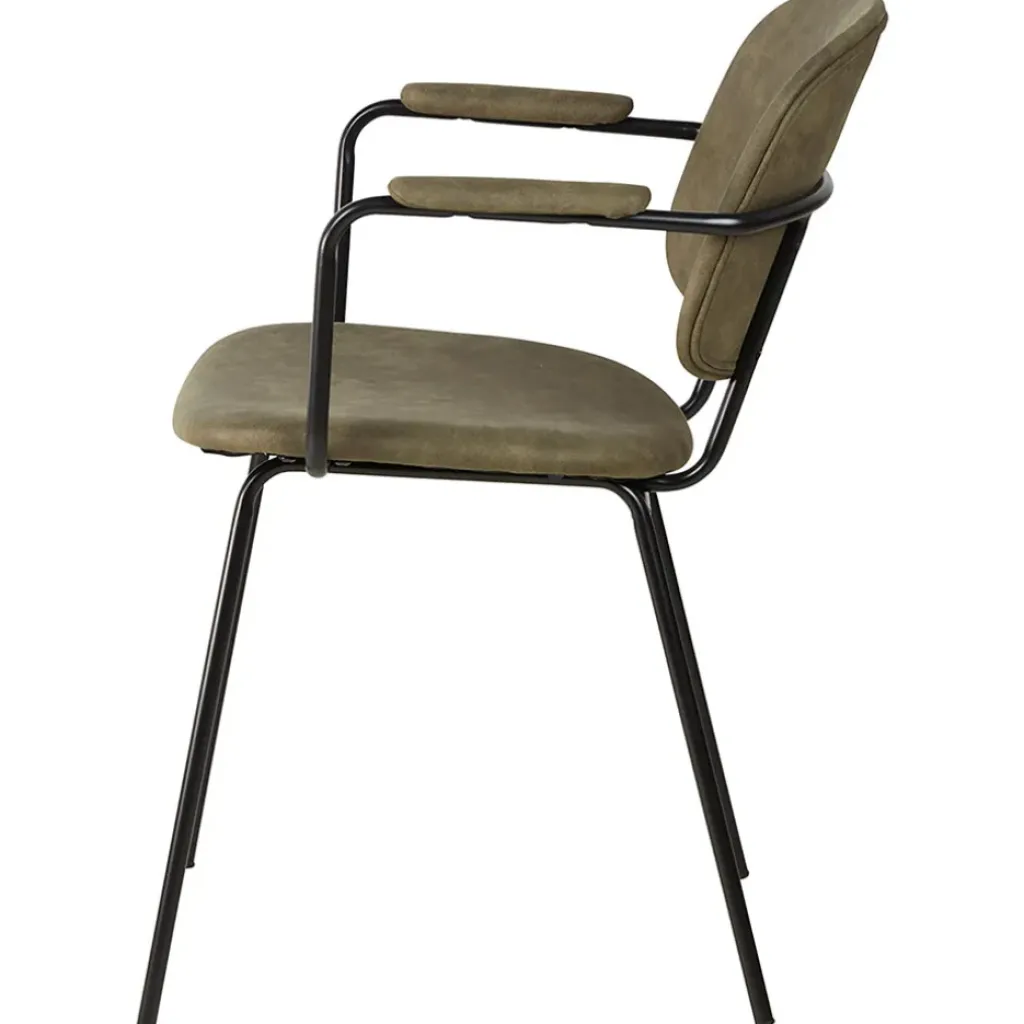 Fabrique de Styles Chaise avec accoudoirs en tissu effet daim kaki - Aston* Chaises