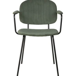 Fabrique de Styles Chaise avec accoudoirs en velours côtelé vert sapin - Aston* Chaises