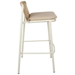 Fabrique de Styles Chaise de bar d'extérieur avec coussin en tissu beige et blanc h97cm - Ajay*Enfant Chaises, Fauteuils|Jardin