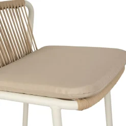 Fabrique de Styles Chaise de bar d'extérieur avec coussin en tissu beige et blanc h97cm - Ajay*Enfant Chaises, Fauteuils|Jardin