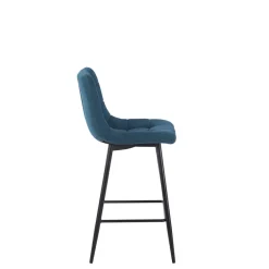 Fabrique de Styles Chaise de bar en tissu matelassé bleu pétrole - Lilly* Tabourets Et Chaises De Bar