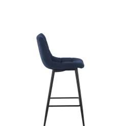 Fabrique de Styles Chaise de bar en tissu matelassé bleu - Lilly* Tabourets Et Chaises De Bar