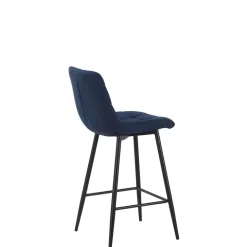 Fabrique de Styles Chaise de bar en tissu matelassé bleu - Lilly* Tabourets Et Chaises De Bar