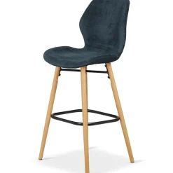 Fabrique de Styles Chaise de bar en tissu soft touch foncé h65cm - Keri* Tabourets Et Chaises De Bar
