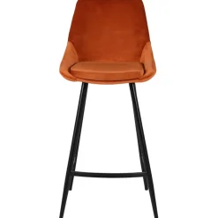 Fabrique de Styles Chaise de bar en velours cognac h75cm - Ben* Tabourets Et Chaises De Bar